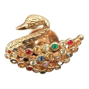 SWAROVSKI Swan Tack Pin Multi Color Crystals Petite Authentic Logo 1" 1089